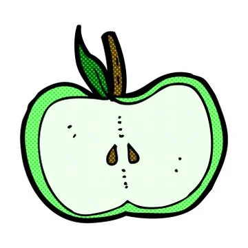 Comic cartoon apple half Stock Illustration