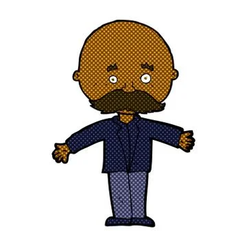 Comic cartoon bald man with open arms Illustrazione stock