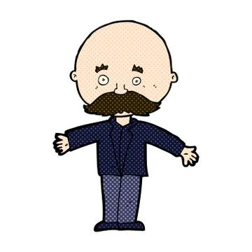 Comic cartoon bald man with open arms Illustrazione stock