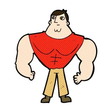 Comic cartoon body builder Stock Illustration