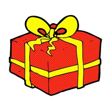 Comic cartoon christmas present Stock Illustration