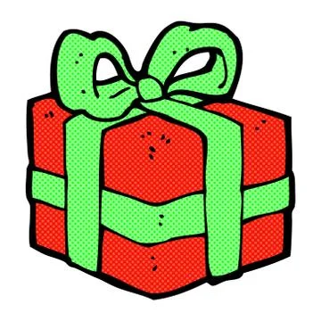 Comic cartoon christmas present Stock Illustration