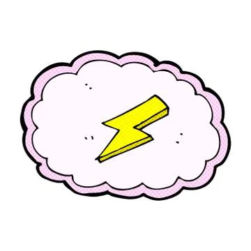 Comic cartoon cloud and lightning bolt symbol Stock Illustration