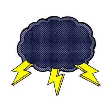 Comic cartoon cloud and lightning bolt symbol Stock Illustration