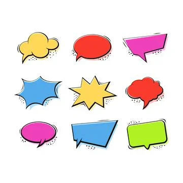 Comic Cartoon Dialog Box Vector Design Template Stock Illustration
