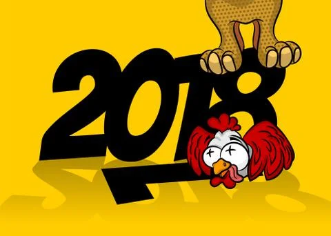 Comic cartoon dpg rooster 2018 new year Stock Illustration