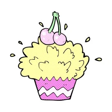 Comic cartoon exploding cupcake Illustrazione stock