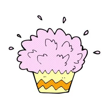 Comic cartoon exploding cupcake Illustrazione stock
