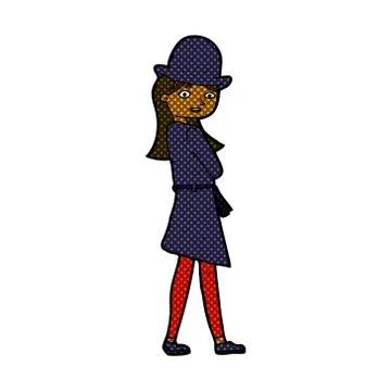 Comic cartoon female spy Stock Illustration