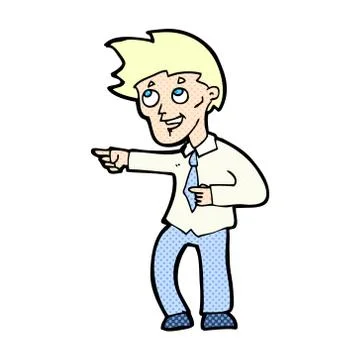 Comic cartoon funny office man pointing Stock Illustration