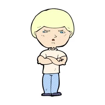 Comic cartoon grumpy man 스톡 일러스트