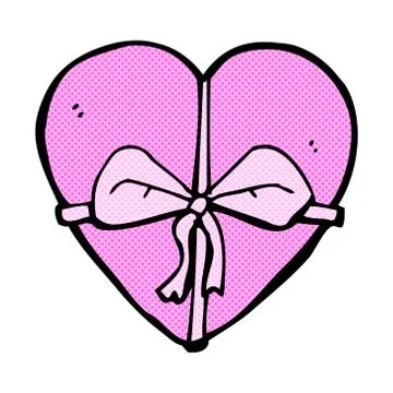 Comic cartoon heart shaped present Stock Illustration