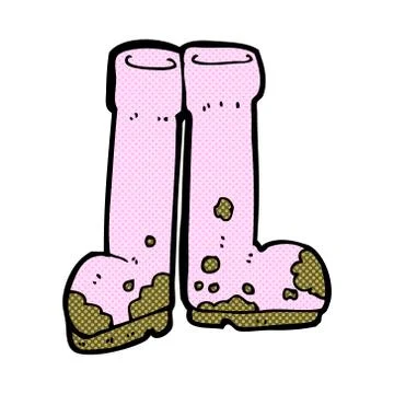 Comic cartoon muddy boots Stock Illustration
