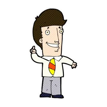 Comic cartoon office man with idea Stock Illustration