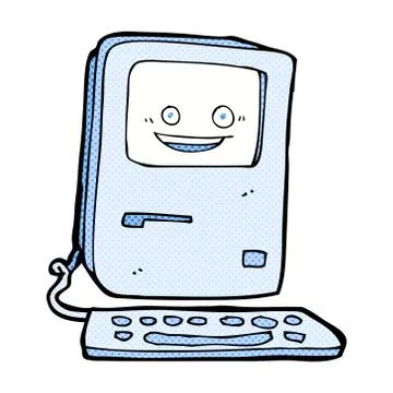 Comic cartoon old computer Stock Illustration