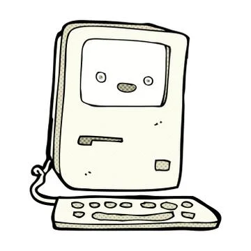 Comic cartoon old computer Stock Illustration