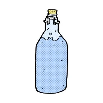 Comic cartoon old style water bottle Stock Illustration