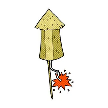Comic cartoon old wood rocket Illustrazione stock
