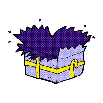 Comic cartoon open present Stock Illustration