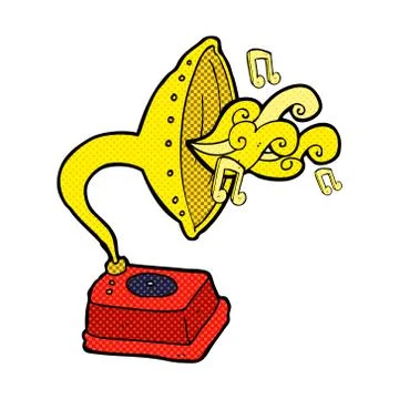 Comic cartoon phonograph Stock Illustration