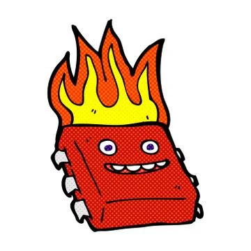 Comic cartoon red hot computer chip Stock Illustration