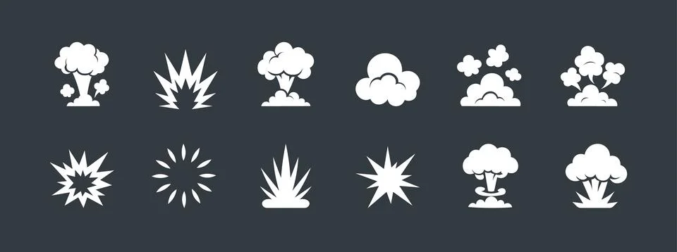 Comic cartoon smoke cloud vector icon. Bomb burst comic cloud smoke effect Stock Illustration