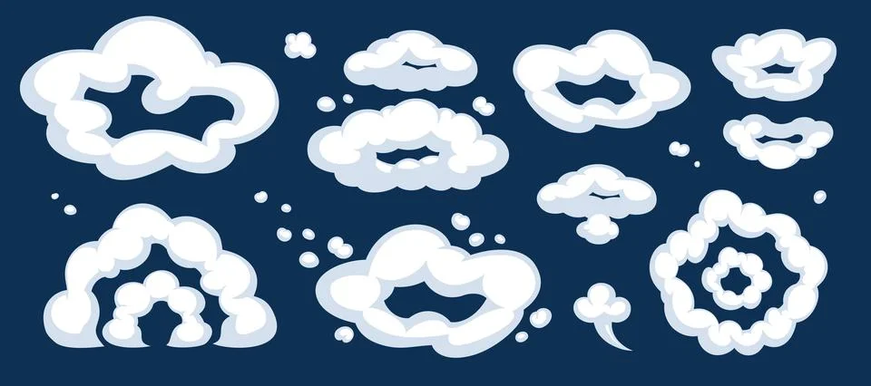 Comic cartoon smoke or cloud, vector speed motion effects Stock Illustration