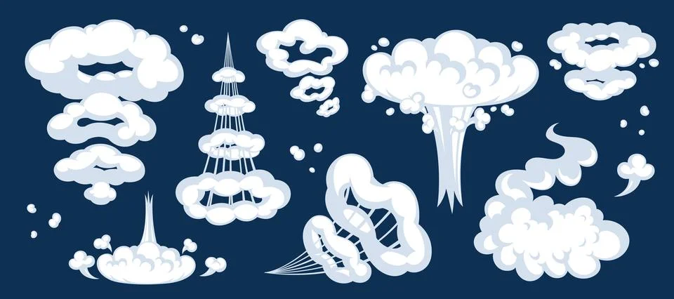 Comic cartoon smoke or cloud, vector speed motion effects Stock Illustration