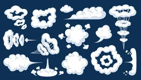 Comic cartoon smoke or cloud, vector speed motion effects Stock Illustration