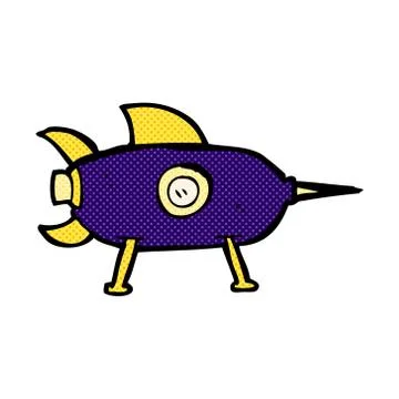 Comic cartoon space rocket Illustrazione stock