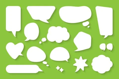 Comic cartoon speech bubble message vector set Stock Illustration
