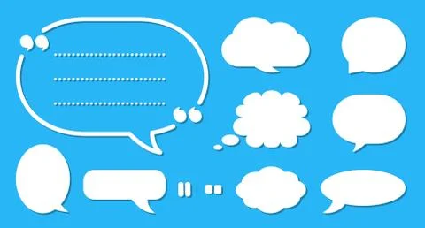 Comic cartoon speech bubble message vector set Stock Illustration