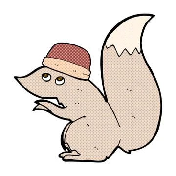 Comic cartoon squirrel wearing hat Stock Illustration
