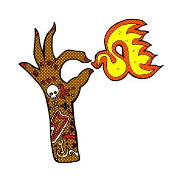 Comic cartoon tattoo arm fire symbol 스톡 일러스트