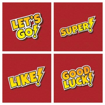 Comic cartoon text set Stock Illustration
