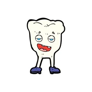 Comic cartoon tooth looking smug Illustrazione stock