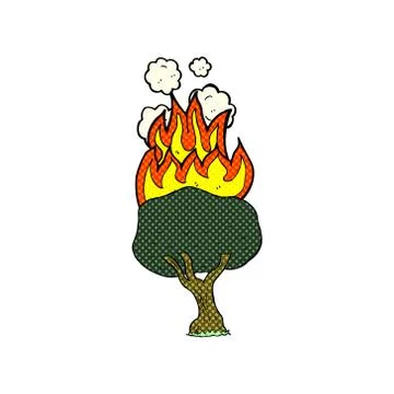 Comic cartoon tree on fire 스톡 일러스트