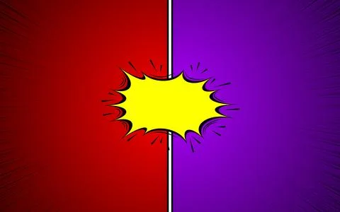Comic cartoon versus fight background with two battle panels and speech bub.. Illustrazione stock