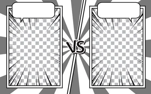 Comic cartoon versus fight background with two battle panel and speech bubb.. Stock Illustration