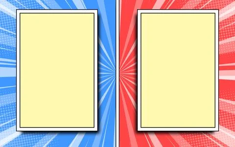 Comic cartoon versus fight background with two battle panels Stockillustratie