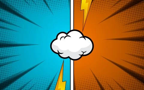Comic cartoon versus with speech bubble background template. vector illustr.. Stock Illustration