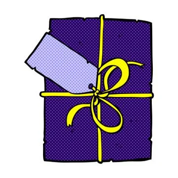 Comic cartoon wrapped present Stock Illustration