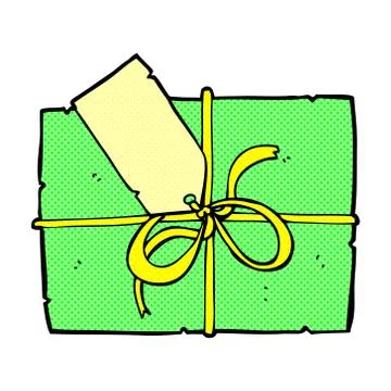 Comic cartoon wrapped present Stock Illustration