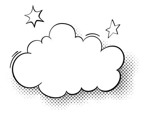 Comic cloud with halftone shadow. Blank thought bubble Illustrazione stock