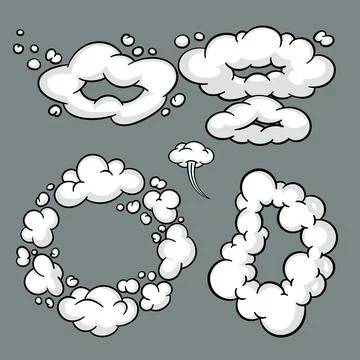 Comic cloud or smoke, cartoon vector motion effects, and explosions 스톡 일러스트