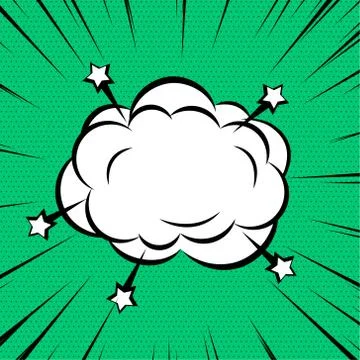Comic cloud or smoke on zoom lines background Stock Illustration