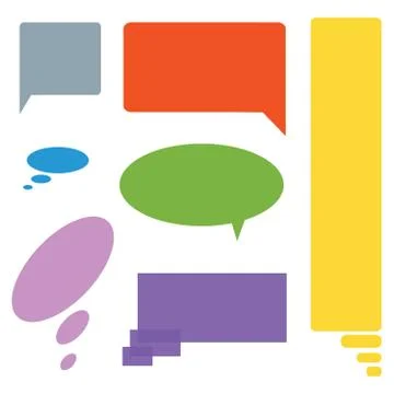 Comic cloud speech bubbles colored set of seven Stock Illustration