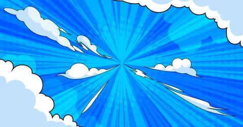 Comic cloud superhero burst with blue radial rays Illustrazione stock