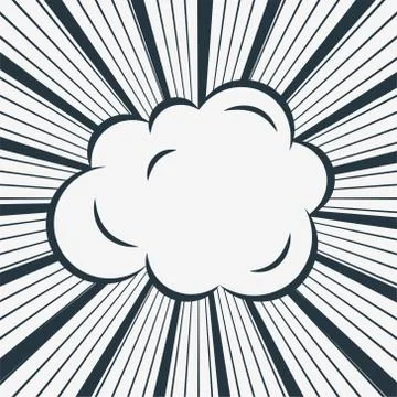 Comic cloud on zoom lines background Stock Illustration