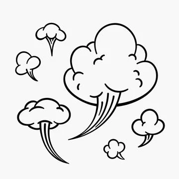 Comic clouds, cartoon vector clouds in line style isolated on light background. Stock Illustration